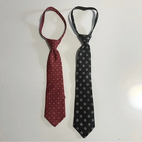Two Class Club, boys, zipper adjustable neckties. One Red, the other black.