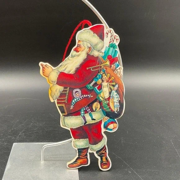 Vintage Santa Claus Christmas Ornament‎ Carrying Toys Sack Midcentury Holiday