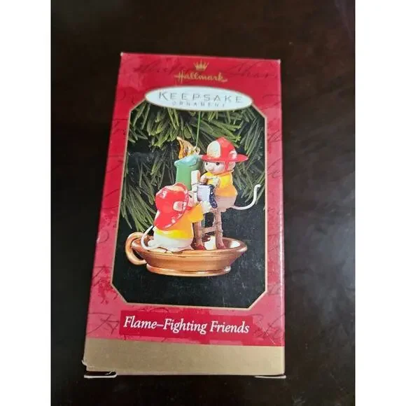 Hallmark Keepsake Flame Fighting Friends Ornament Mouse Candlestick Mice 1999