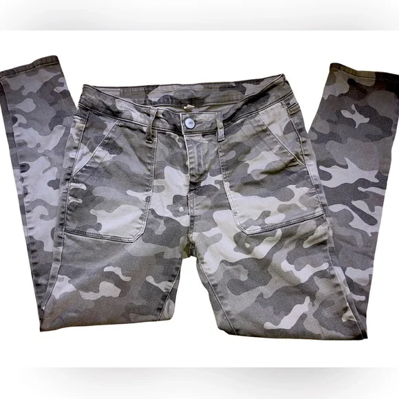 Seven7 Gray and White Straight Leg Jeans Urban Camouflage