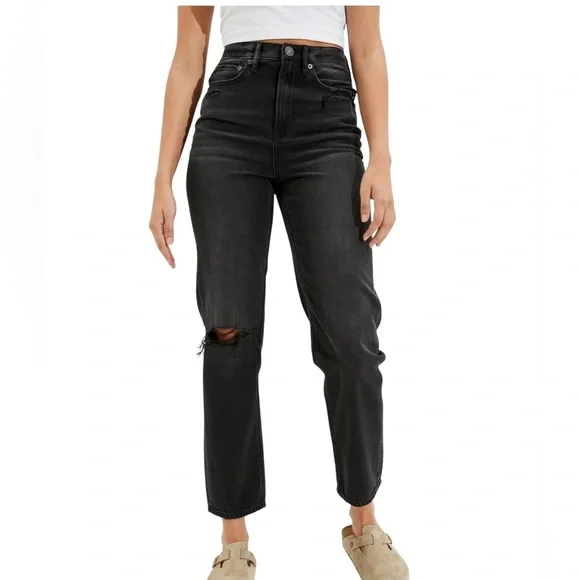 American Eagle New Washed Black Highest Rise 90s Boyfriend Jeans Size 14