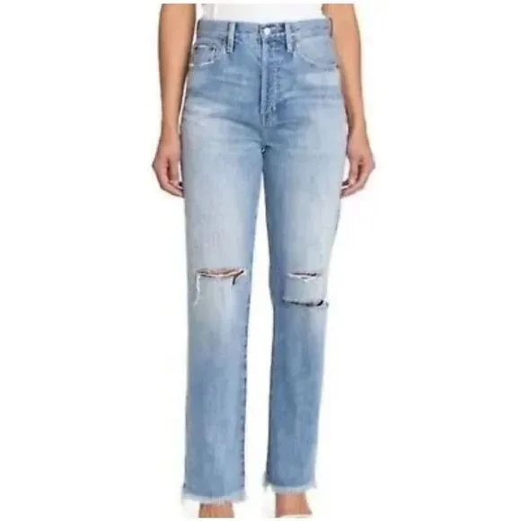 Pistola Cassie Super High Rise Straight Distressed Jeans in Bayview Size 32
