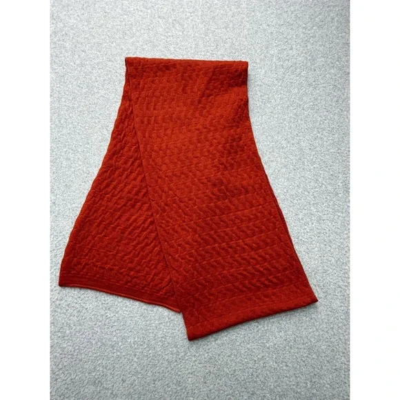 You Young Coveri Scarf Mens One Size Orange‎ Cable Knit Made in Italy Wool Warm