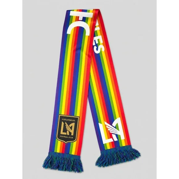 Ruffneck Los Angeles FC LAFC Pride Rainbow Striped MLS Soccer Fan Scarf Fringe
