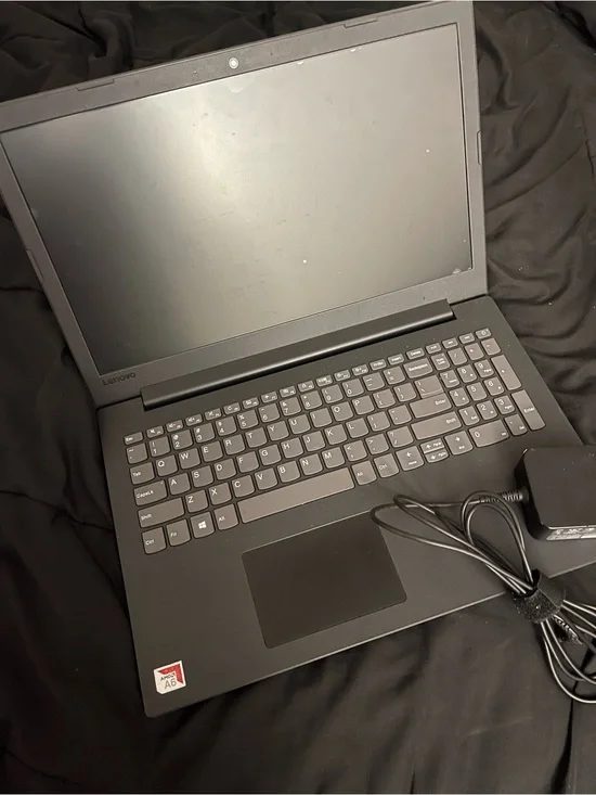 Lenovo Black Laptop with Full-Size Keyboard and Charger