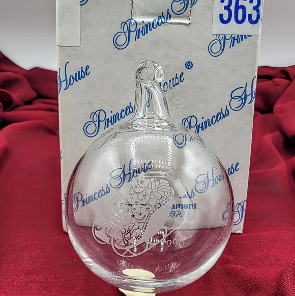 Princess House Crystal Ornament Etched Sleigh 1998 Made USA Box Ribbon Vintage