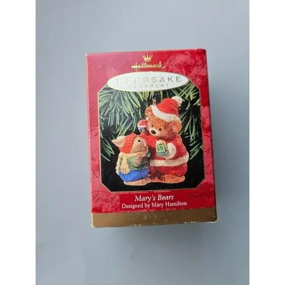 Vintage Hallmark 1999 Mary's Bears Keepsake Ornament Christmas Santa Suit