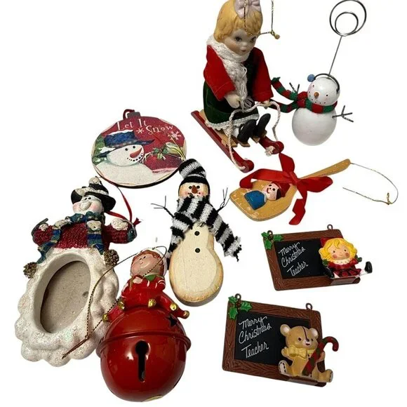 Christmas Ornaments Bundle Retro Holiday Decor Crafts Mix Snowman Teacher