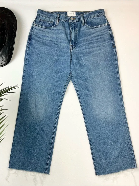 NWT Frame Le Jane Crop Jeans Womens 30 High Rise Straight Leg Denim $278 MSRP