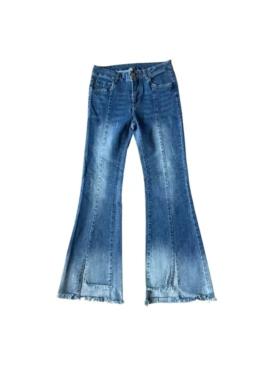 Retro High Rise Center Seam flare fringed blue Jeans size 27