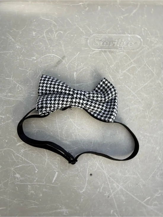 Kids Houndstooth Bow Headband - Black & White