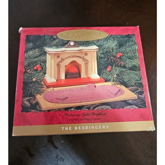 Vintage Bearingers Flickering Light Fireplace 1993 Hallmark Keepsake Ornament