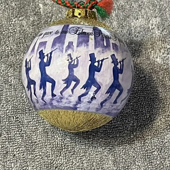 Vintage 12 Days of Christmas 11 Pipers Piping Unbreakable Wrapped Ornament Rauch