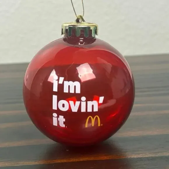 2010s Mcdonald’s Plastic Red “I’m Lovin’ it” Slogan Bulb Christmas Ornament