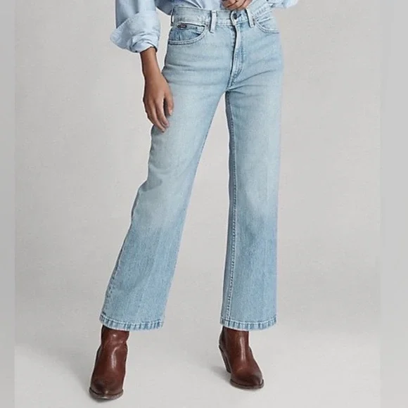 Polo Ralph Lauren‎ Women Light Wash Laight Cropped Flare Jeans size 32 x 27