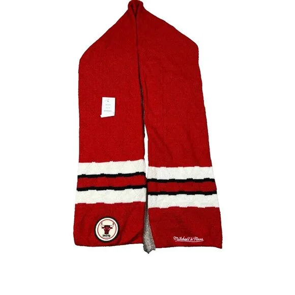 Mitchell & Ness Unisex One Size‎ Red Knit Chicago Bulls NBA Basketball Scarf NWT