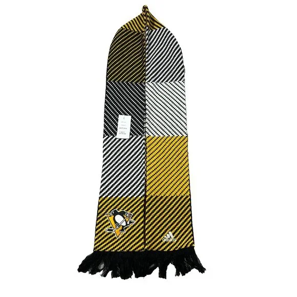 Adidas Unisex‎ One Size Yellow Black Knit NHL Pittsburgh Penguins Hockey Scarf