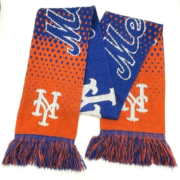 New York Mets FOCO Knit Fringe Scarf Orange Blue MLB Genuine‎ Merchandise