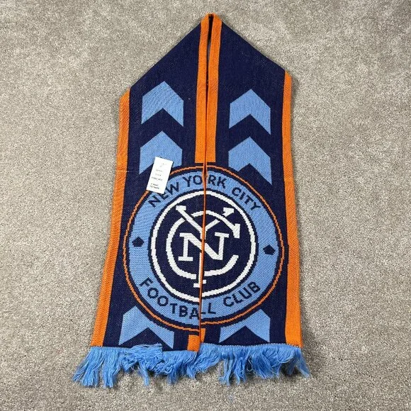 Adidas Unisex OSFA Blue Orange Winter Fringe New York City FC MLS Scarf‎ NWT