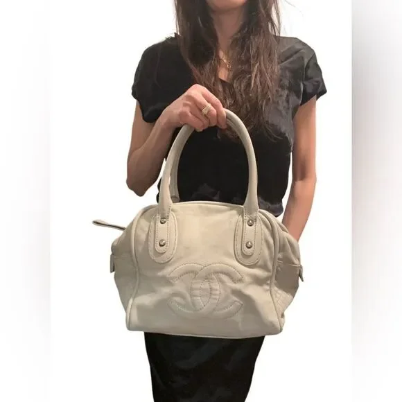Chanel White Satchel with Iconic CC Logo