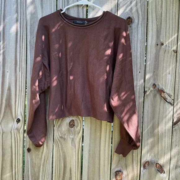 Zesica Brown Long Sleeve Women's Top