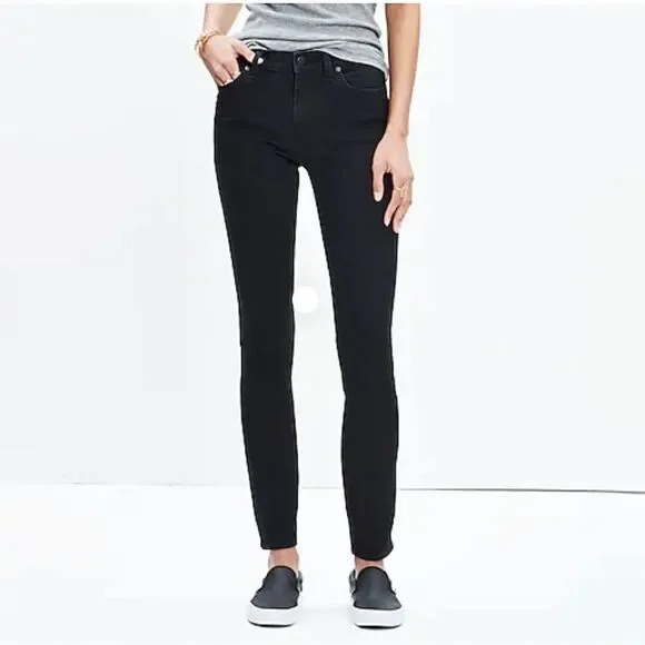 Madewell 9” High Rise Skinny Jeans Black Womens Size 35
