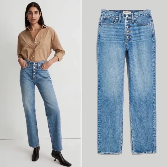 Madewell The Perfect Vintage Straight Jean in Delafield Wash: Button-Fly Edition