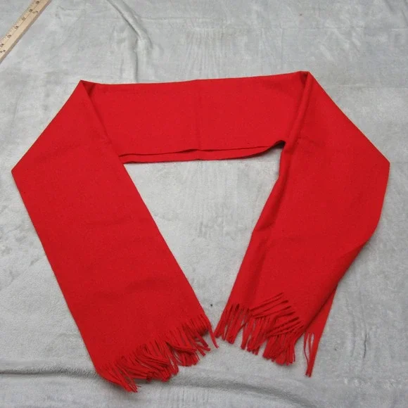 Pendleton Scarf Unisex Red 100% Virgin Wool Fringed Classic Winter USA VTG 70s‎