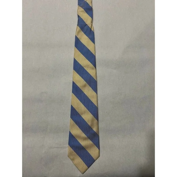 J. Press Necktie Mens One‎ Size Blue Yellow Striped Silk Designer Classic Repp