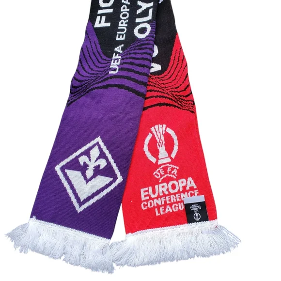 UEFA 2024 Fiorentina Athens Final 2024 Conference League Scarf Red Purple Soccer