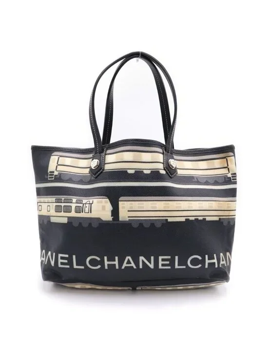 Chanel Central Station Tote Black Leather Silver