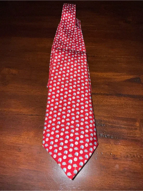 Vineyard Vines Red Tie with White Whale Pattern