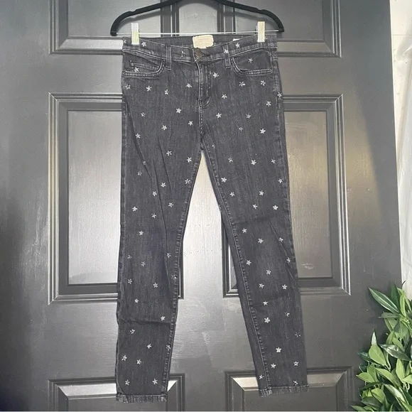Current/Elliott The Stiletto Jean in Washed Black Mini Star Print Size 29