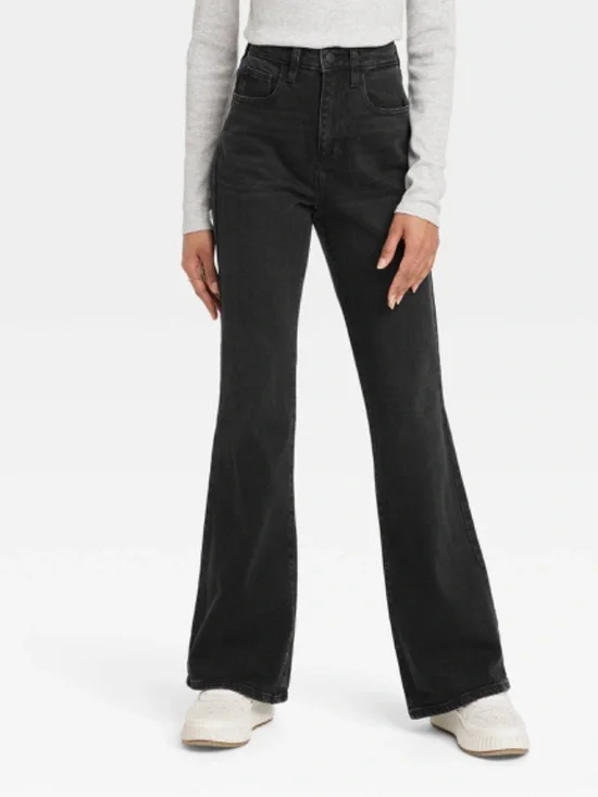 NWT 2 Long Universal Thread Black High Rise Flare Denim Jeans