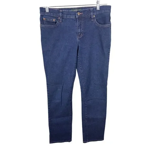 Lauren Ralph Lauren Women's Blue Medium Wash Casual Streetwear Pants Denim Jeans