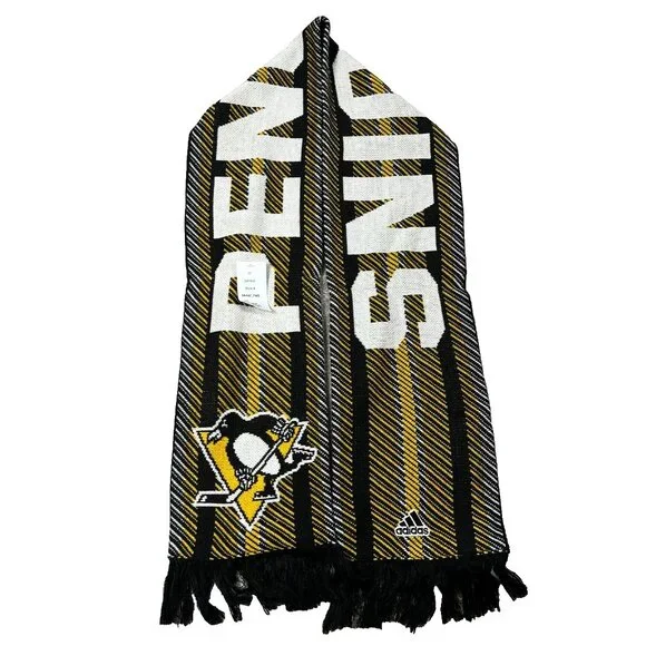 Adidas Unisex One Size Yellow Black Pittsburgh Penguins NHL Hockey Scarf NWT‎