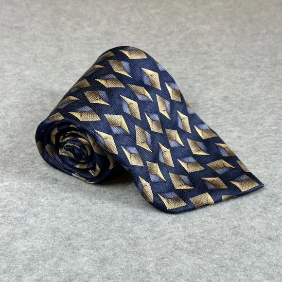 Nordstrom JZ‎ Richards Mens Silk Neck Tie Blue Geometric