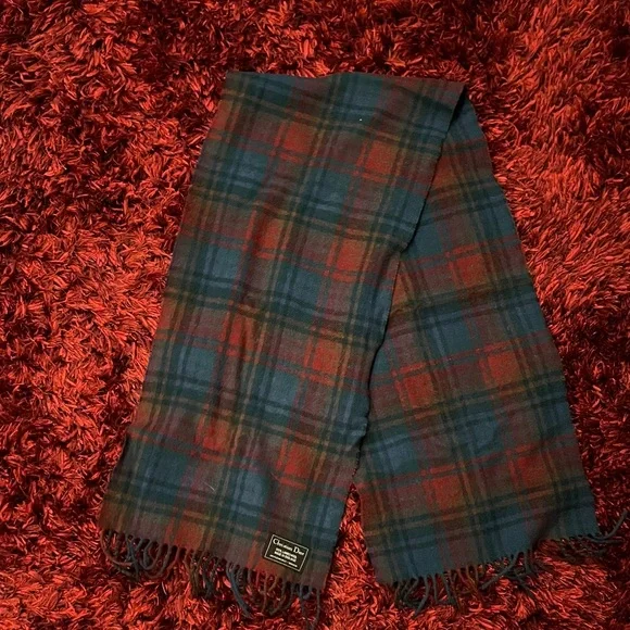 Dior Red and Blue‎ Plaid Scarf