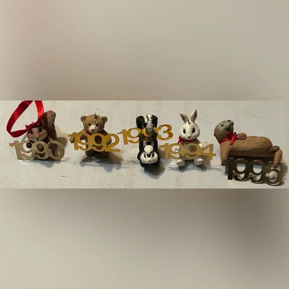 5 Vintage Hallmark Keepsake Ornaments Fabulous Decade Years 90 92 93 94 95 NoBox