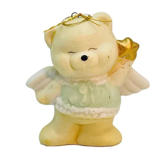 Christmas Around The World Ornament Angel Bear Hand Painted Porcelain Taiwan VTG