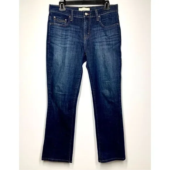 Levi’s 505 Straight Leg High Rise Jeans Dark Wash Button Flap Pockets Women 8 M