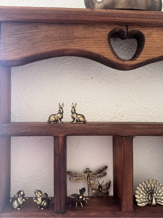 Vintage Brass Bunny Trinket Set