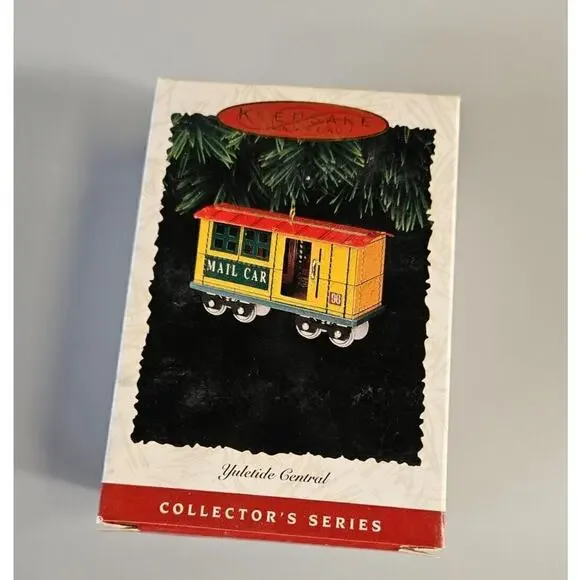 Vintage 1996 Hallmark Keepsake Tin Ornament Yuletide Central Mail Car#3 Series
