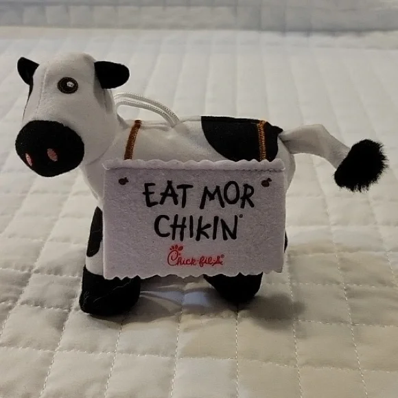 Chick-fil-A Cow Plush Toy Ornament‎ Limited Edition Eat Mor Chikin Collectible