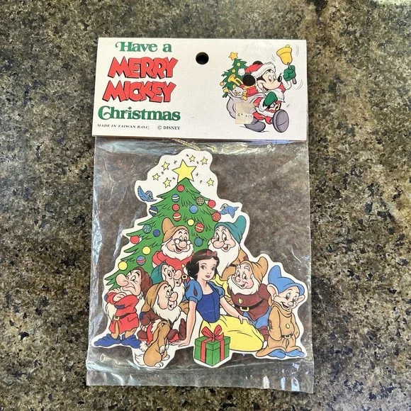 NEW Vintage Disney Snow White & The Seven Dwarfs Double Sided Christmas Ornament