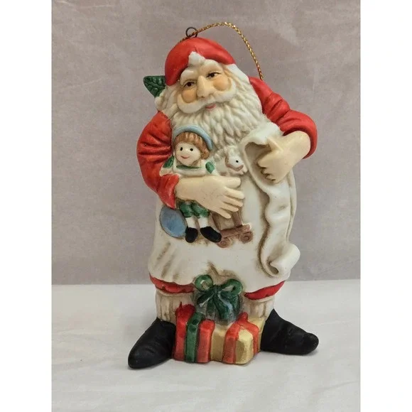 Vintage Santa Claus Ornament Figurine Toy List Christmas Holiday Decor