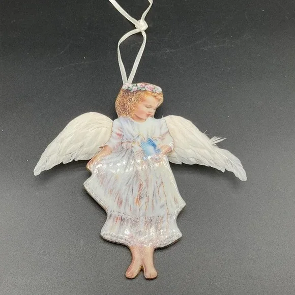 Vintage Bradford Christmas Porcelain Angel Ornament Gentle Guardian‎  Gelsinger