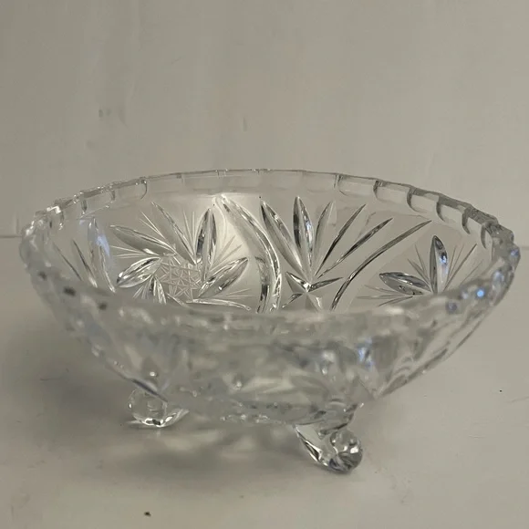 Vintage Depression Anchor Hocking Prescut Footed Bowl Star of David Star
