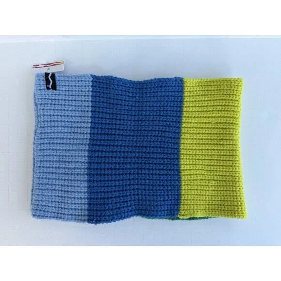 Striped Blue Neck Warmer One Size Tube Scarf Outdoor Gaiter Knit Colorful Kohls