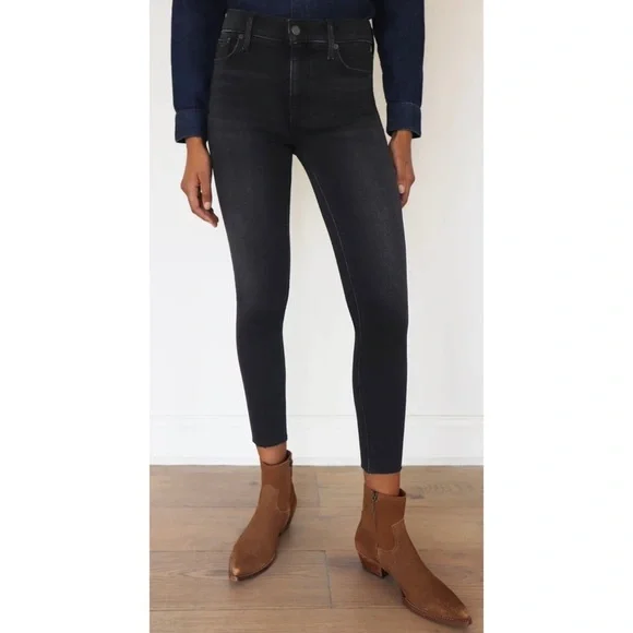 DENIM FORUM Black The Nico Mid Rise Skinny Crop Denim Jeans